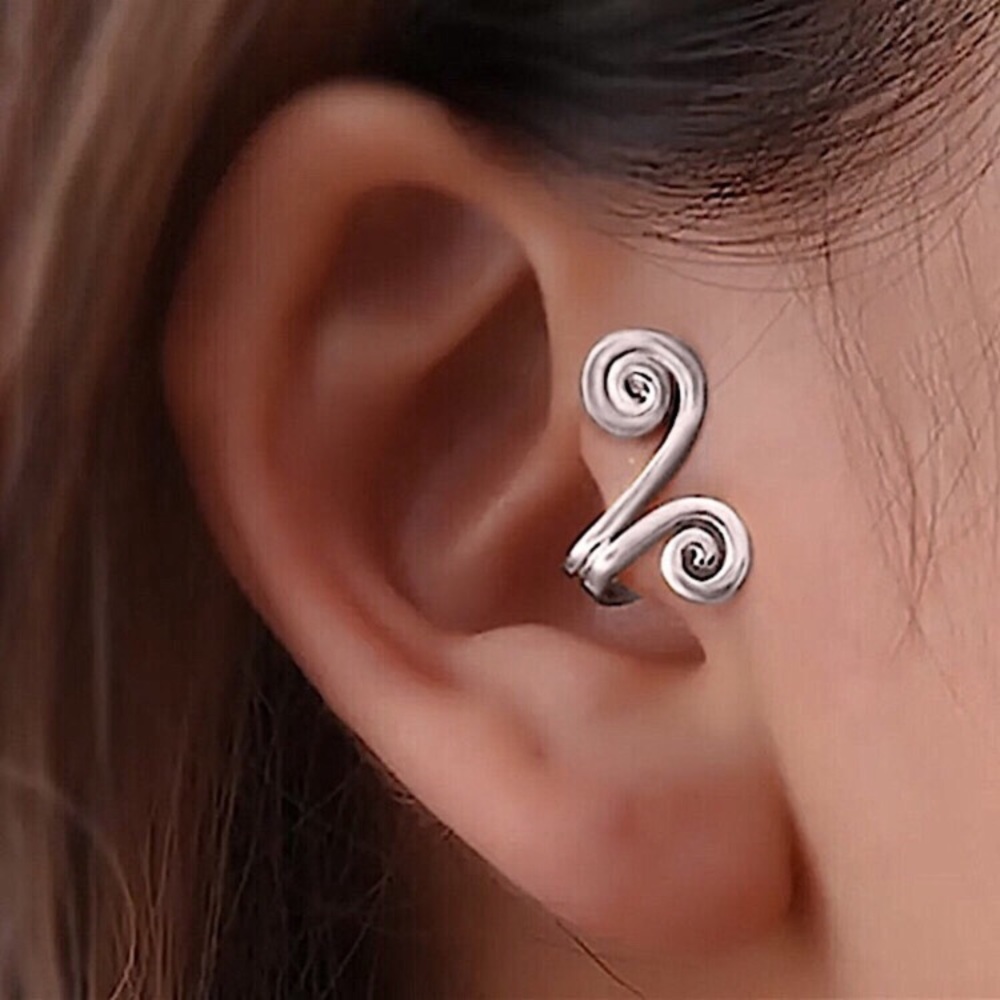 💜10/$25💜NEW Silver Double Swirl Tragus Ear Cuff Earring - Picture 7 of 9